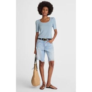 NWT Madewell Puff-Sleeve Scoopneck Tee XL Feather Blue